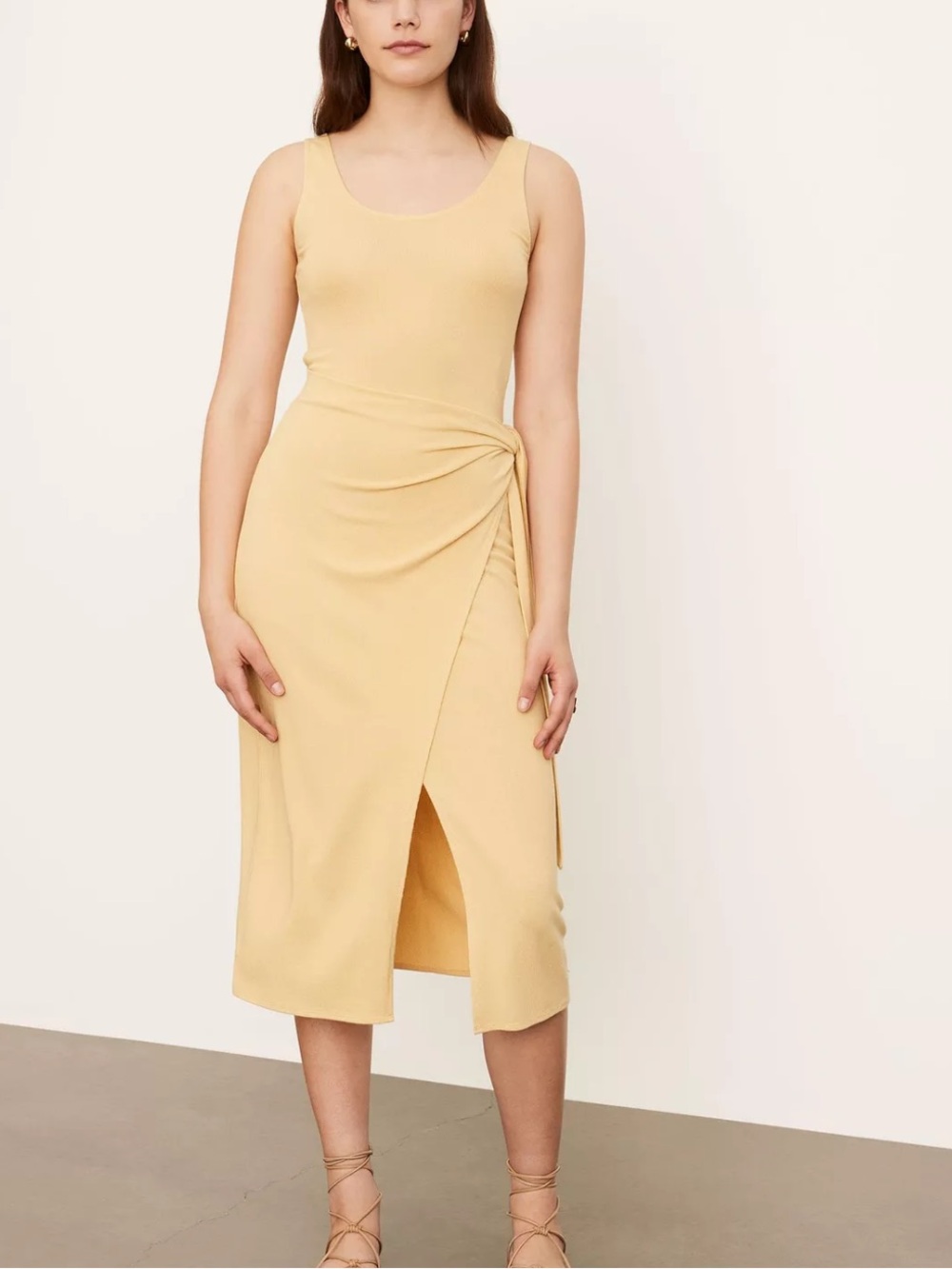 Vince Yellow Scoop Neck Camisole Wrap Dress Rayon size Small